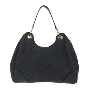 Gucci shoulder leather GG bag black canvas handbag